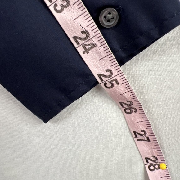 Ann Taylor Blouse Womens 14 Navy Blue Button Up Long Sleeve Capsule Wardrobe - Picture 12 of 13